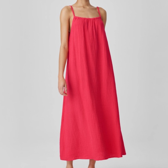 NWT Eileen Fisher Cami Dress Plus Size Lofty Gauze Watermelon Coral Sleeveless - Picture 16 of 16